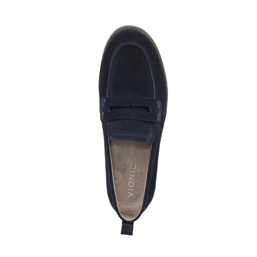 Vionic Uptown Blue Suede Slip-ons Loafer Womens 13 Arch Support Orthotic New - Picture 3 of 9